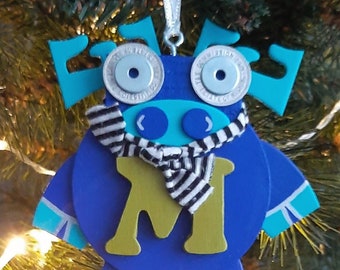 Big Blue Moose - Ornament - Animal Ornament - Mixed Media - Hanging Decor