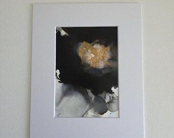 Painting - Black Iris - Alcohol Inks -  Matted Art - Frameable Art - Jen Hardwick