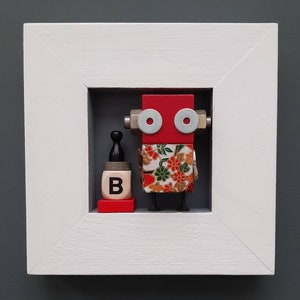 B is for - Robot Art - Art Assemblage - Found Objects Art - Wall Art - Jen Hardwick
