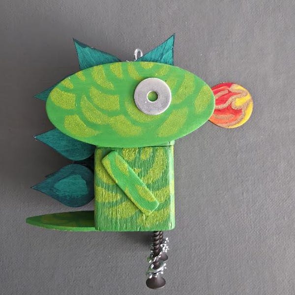 Dragon Bot - Ornament - Found Objects - Mixed Media -  Kids Room Decor