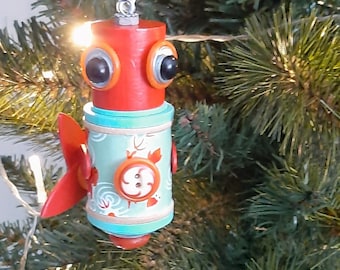 Koi Bot - Fish Ornament - Found Objects Ornament - Hanging Decor