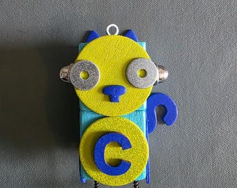Cat Bot - Ornament - Robot Ornament - Mixed Media - Hanging Decor - Jen Hardwick