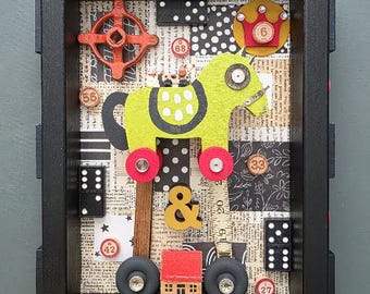 Found Object Ampersand Art: Mixed Media Assemblage Wall Decor