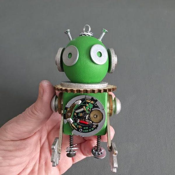 Martian Bot - Ornament - Found Objects - Mixed Media - Kid's Room Decor