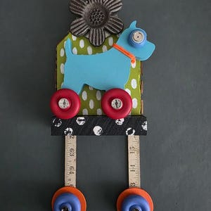Runaway Blue - Art Assemblage - Dog Art - Found Objects Art - Mixed Media - Wall Art - Jen Hardwick