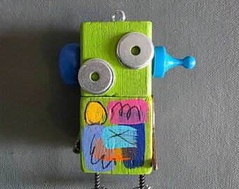 Ornament - Abstract Bot II - Robot Ornament -  Found Objects - Hanging Decor - Jen Hardwick