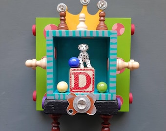 Dog Art Assemblage - 'D is for Doggo' Mixed Media Wall Hanging