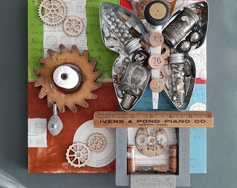 Butterfly Art Assemblage: Found Object Wall Decor - Jen Hardwick