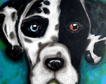 The Greatest of Danes - Mixed Media Painting - Dog Art - Great Dane - Acrylic - Wall Art - Jen Hardwick