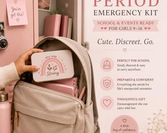 Girls Emergency Period Kit | Discreet Backpack Supplies for Teens | Period Readiness for school & travel