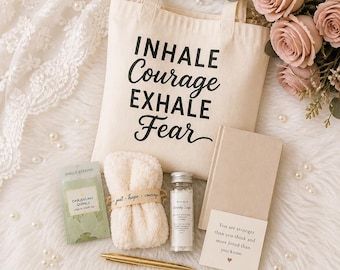 Care Package for Women | Inhale Courage Exhale Fear Gift Box | Anxiety Relief Self Care Kit | Surgery Recovery, Stress Gift, Comfort Box