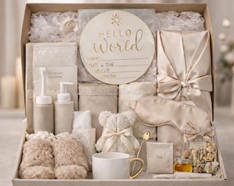 Deluxe Postpartum Care Package for Mom | New Mom Recovery Gift Box Faith | Pamper Push Present for Her | Baby Shower Gift Set