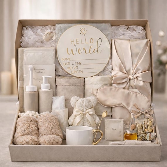 Deluxe Postpartum Care Package for New Mom – Recovery Gift Box, Postpartum Essentials Kit, Push Present, Comfort Gift, Self Care Box