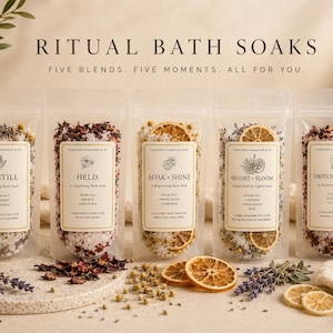 Luxury Bath Salts Gift Set – Botanical Bath Soak, Epsom Salt Spa Kit, Relaxing Spa Gift for Her, Herbal Bath Soak, Self Care Gift Box