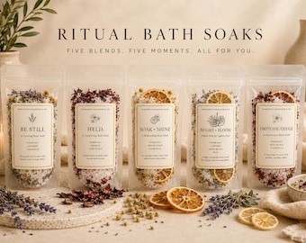 Luxury Bath Salts Gift Set – Botanical Bath Soak, Epsom Salt Spa Kit, Relaxing Spa Gift for Her, Herbal Bath Soak, Self Care Gift Box
