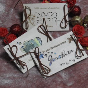 Personalisierte Geldgeschenkkarte aus Holz | Gravierte Birkenholzkarte | Geschenk zu Weihnachten, Geburtstag oder Hochzeit