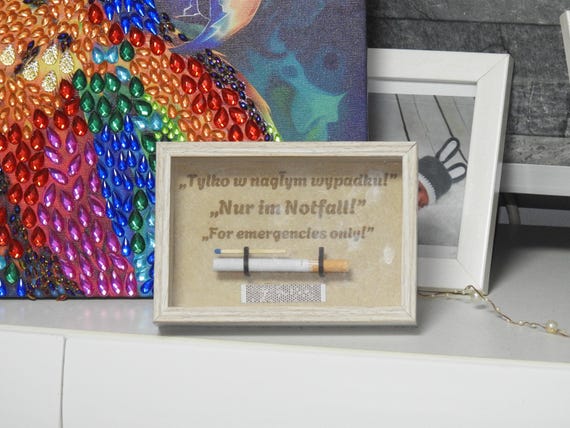 Nur im Notfall”-Box – lustiges Geschenk für Ex-Raucher | Deko-Box mit Zigarette und Streichholz
