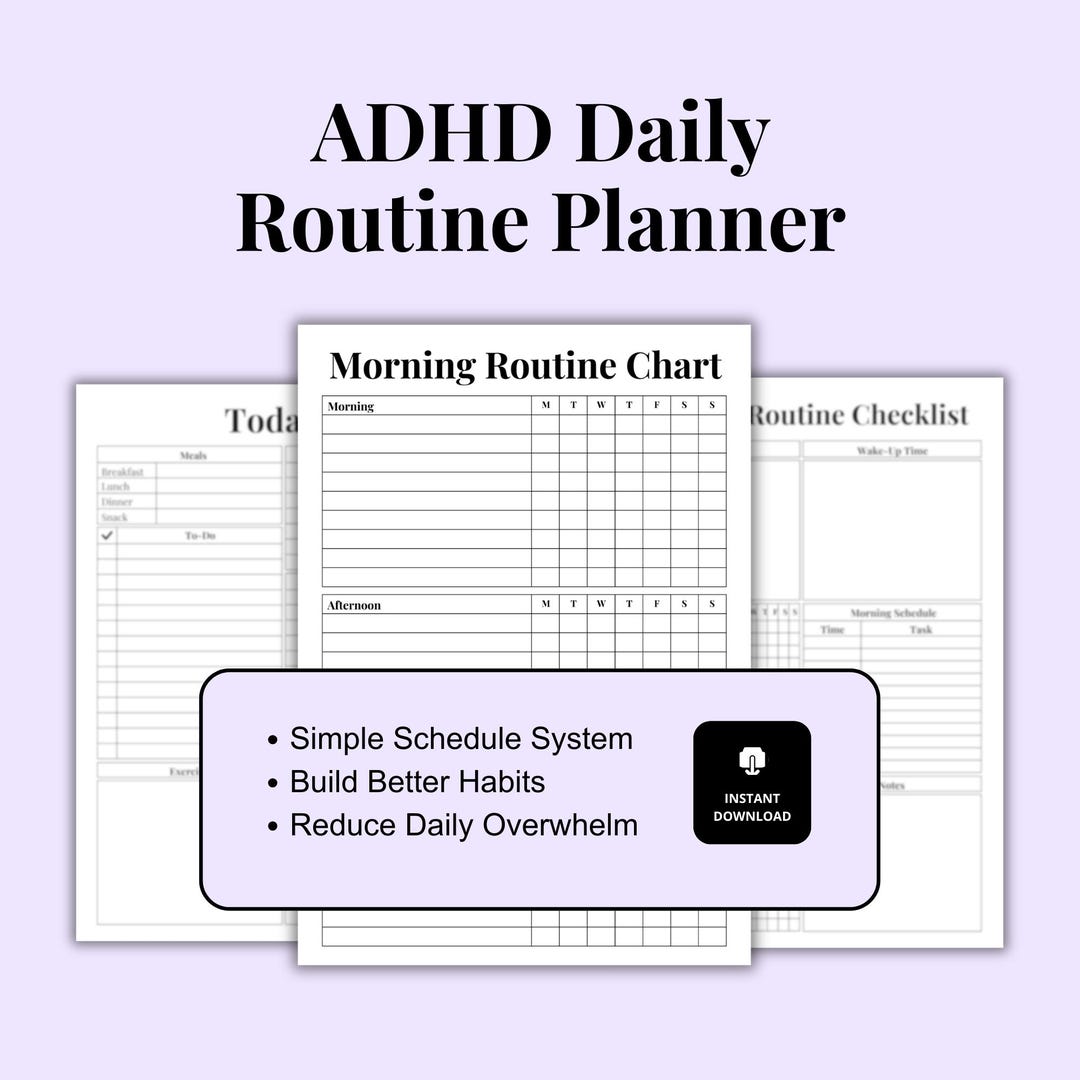 ADHD Daily Routine Planner | Printable Schedule Chart for Moms | Reset ...