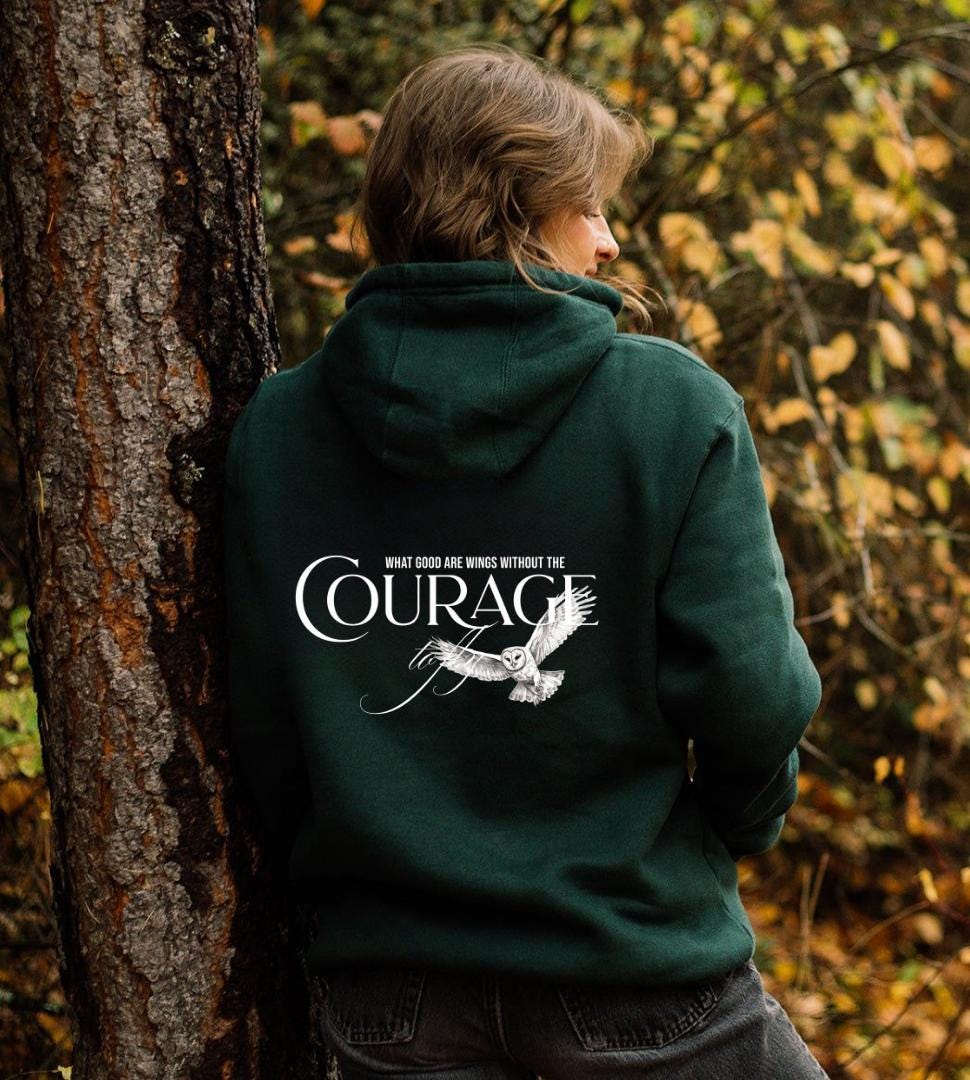 Owl Courage Motivational Hoodie , Inspirational Quote Hedwig Sweatshirt, Birds Hoodie