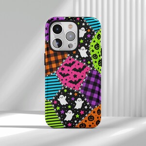 Etui na telefon z motywem Halloween Patchwork, kolorowy wzór kołdry z dyni i nietoperza, do iPhone'a 17 16 15 14 13 12 Air Pro Max, Samsunga S25 S24 S22 Ultra
