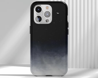 Capa para celular com estampa de lua e céu noturno, estilo minimalista e estrelado, compatível com iPhone 17, 16, 15, 14, 13, 12, Air, Pro Max e Samsung S25, S24 e S22 Ultra.