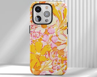 Retroblommigt telefonskal, estetiskt iPhoneskal, gulligt roligt telefonskal, iPhone 17 16 15 14 13 12 Air Pro Max Samsung S25 S24 S22 Ultra