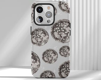 Mirror Ball Hand Painted Tough Phone Case, Compatible with iPhone 17 16 15 14 13 12 Air Pro Max  Samsung S25 S24 S22 Ultra, Disco Ball Case