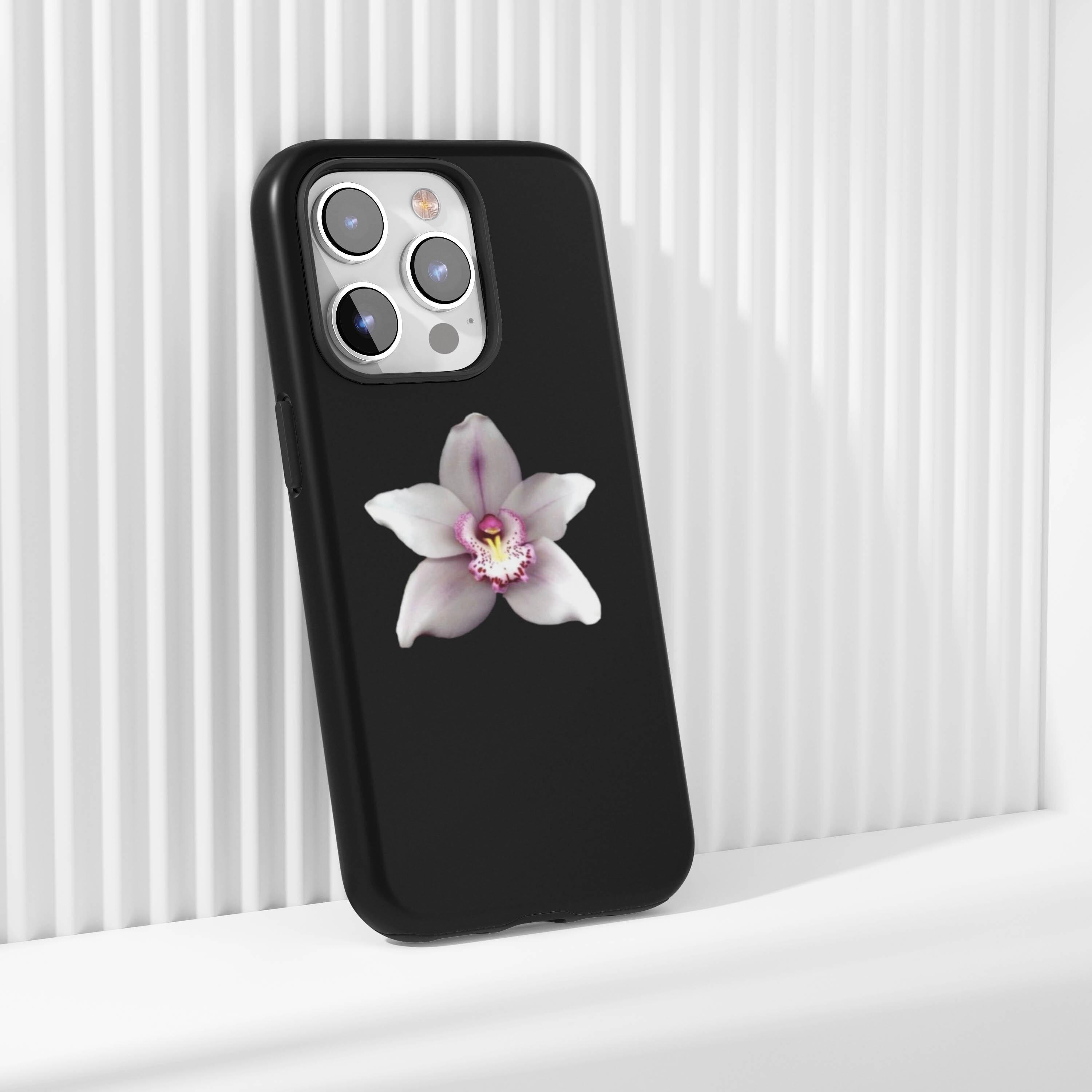 Orchid Phone Case, Black Orchid Case Minimalist Floral Print Phone