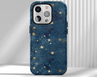 Pretty Star Blue Phone Case - Dreamy Cosmic Cover, Compatible With iPhone 17 16 15 14 13 12 Air Pro Max  Samsung S25 S24 S22 Ultra