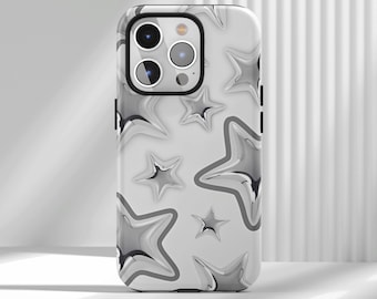 Silver Luxury Star Phone Case,Y2K Shiny Galaxy Aesthetic Futuristic Cosmic, iPhone 17 16 15 14 13 12 Air Pro Max Samsung S22 Ultra