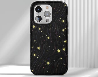 Capa Protetora para Celular Céu Escuro Estrelado - Design de Ondas Cósmicas, Capa Moderna para iPhone 17 16 15 14 13 12 Air Pro Max Samsung S25 S24 S22 Ultra