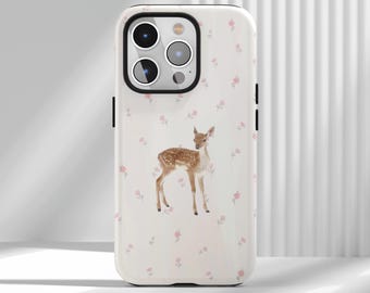 Baby Cute Deer Phone Case, Girly Phone Cases, Cute Floral Wildflower , iPhone 17 16 15 14 13 12 Air Pro Max  Samsung S25 S24 S22 Ultra