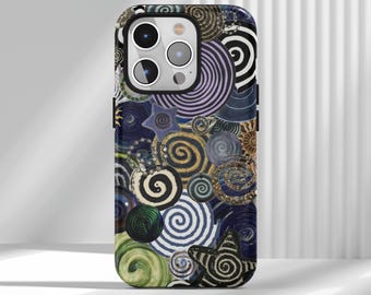 Custodia per telefono con collage di colori a spirale ottica, estetica rotonda a forma di stella a spirale, per iPhone 17 16 15 14 13 12 Air Pro Max Samsung S25 S24 S22 Ultra