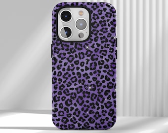 Purple Leopard Phone Case:Trendy Animal Print,Sparkle powder element,Compatible with iPhone 17 16 15 14 13 12 Air Pro Max  Samsung S22 Ultra