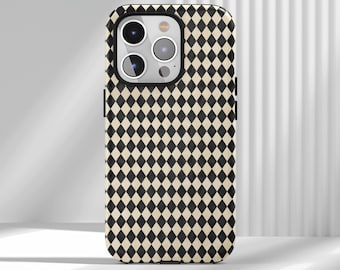 Retro Minimalist Checkered Phone Case,Diamond Check Phone Case,Striped Case,iPhone 17 16 15 14 13 12 Air Pro Max  Samsung S25 S24 S22 Ultra