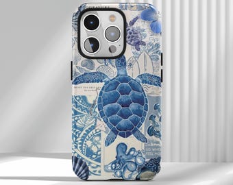 Custodia per telefono con tartaruga blu oceano, estetica estiva, citazione motivazionale per iPhone 17 16 15 14 13 12 Air Pro Max Samsung S25 S24 S22 Ultra