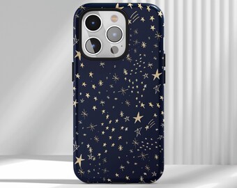Capa para celular Céu Estrelado Azul Escuro com Estética Celestial e Estrelas, para iPhone 17, 16, 15, 14, 13, 12, Air, Pro Max, Samsung S25, S24, S22 Ultra.