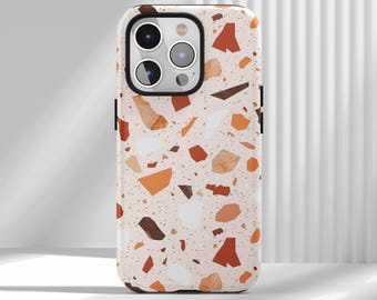 Custodia rigida con stampa terrazzo, custodia per telefono astratta, cover estetica minimalista, iPhone 17 16 15 14 13 12 Air Pro Max Samsung S25 S24 S22 Ultra