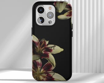 Hand Painted Flower Tough Lily Orchid Floral Y2k Phone Case,Compatible With iPhone 17 16 15 14 13 12 Air Pro Max  Samsung S25 S24 S22 Ultra