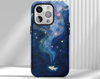 Custodia per telefono fantasia pesce di mare blu - Cover romantica e sognante, compatibile con iPhone 17 16 15 14 13 12 Air Pro Max Samsung S25 S24 S22 Ultra