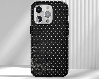 Black & White Polka Dot Retro Pattern Phone Case - Elegant Minimalist Cover iPhone 17 16 15 14 13 12 Air Pro Max  Samsung S25 S24 S22 Ultra