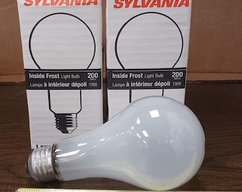 Sylvania 200W A21 130V Long Life Inside Frost Bulb - Made In USA - 2 Pieces