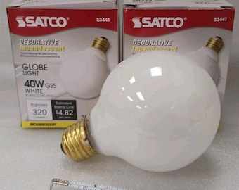 Satco 40G25W S3441 120v 40w Frost Globe Bulb - White ** 2-Pack