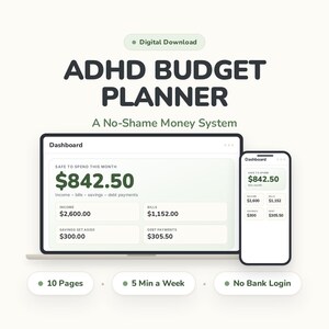 ADHD Budget Planner & Digital Bill Tracker | Paycheck Budget + Debt Snowball | 52 Week Savings Challenge | Instant Download
