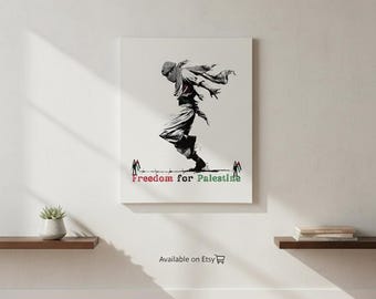 Dans van de Vrijheid: Kunst ter ondersteuning van de Palestijnse solidariteit – Printbaar digitaal ontwerp voor stickers, posters en meer.