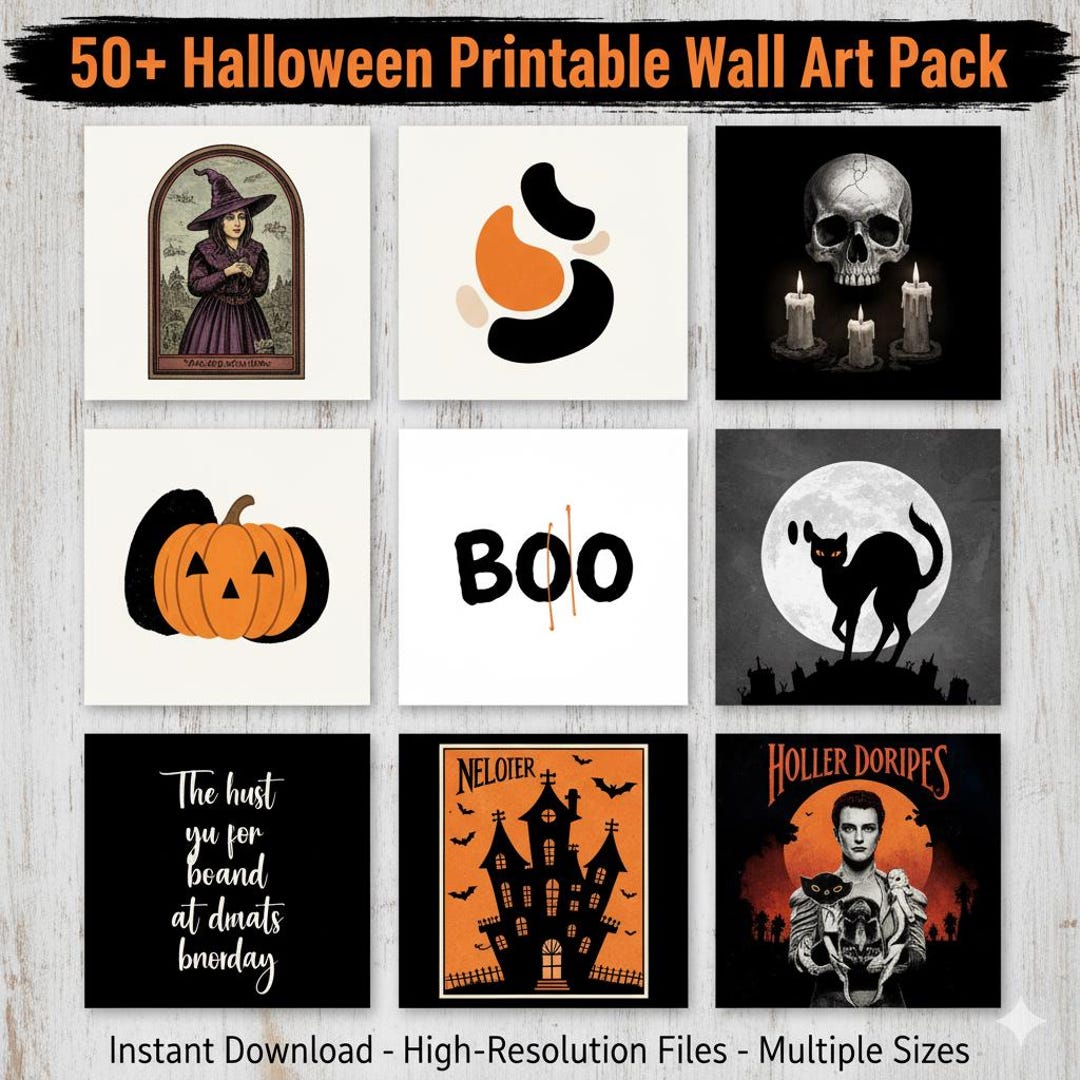 50+ Halloween Printable Wall Art Pack - Spooky Gothic & Witchy Home ...