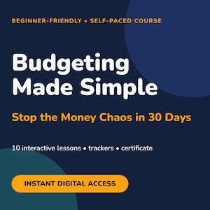 Budgeting Course for Beginners | 30-Day Money Plan | Budget Tracker, Debt Payoff & Savings Challenge | Instant Digital Access