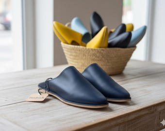 Handgemaakte Marokkaanse leren pantoffels - Heren Dames Babouches - Traditionele Marokkaanse schoenen - Zachte binnen-/buitenmuiltjes - Cadeau voor hem/haar
