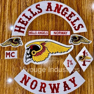 Hells Angels Norway Embroidered Back Patch Set Large Biker Vest Patch Collection Heavy Duty Embroidery Motorcycle Club Style Sew-On Patch