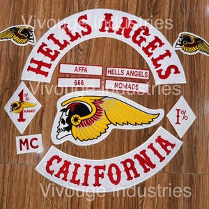 Hells Angels Style California Nomad Biker Back Patch Set Custom Motorcycle Club Vest Rocker Embroidered 35cm Patch